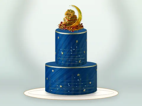 Preview the Eid Moonlight · Gilded full cake