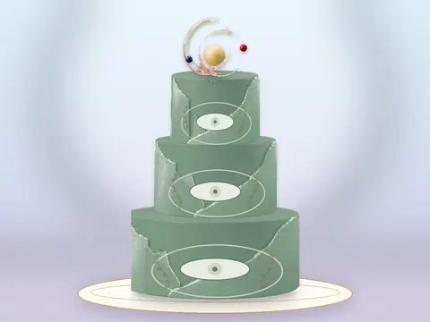 Preview the Floating Constellation · Sage Silk full cake