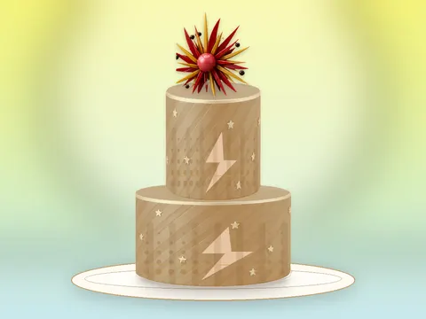 Preview the Electric Confetti · Amber Gold full cake