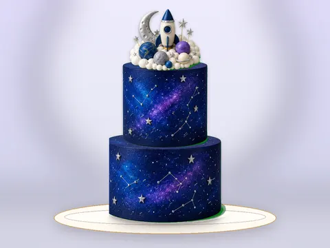 Preview the Lunar Mission · Playful full cake